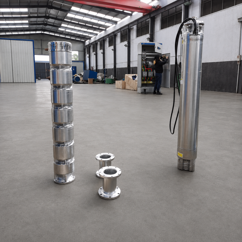 مضخة آبار عميقة من الفولاذ المقاوم للصدأ 200QJH150-150-110kW، ضخ عالي التدفق وعالي الرفع للآبار العميقة وأنظمة المياه الهندسية