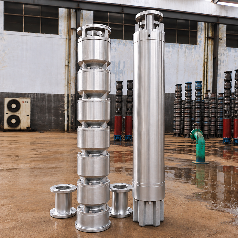 مضخة آبار عميقة من الفولاذ المقاوم للصدأ 200QJH150-150-110kW، ضخ عالي التدفق وعالي الرفع للآبار العميقة وأنظمة المياه الهندسية